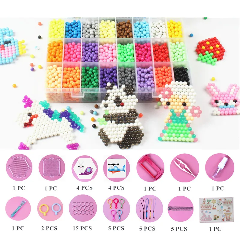 

24 Colors Water Spray Beads Toys 3D Puzzle for Children Speelgoed Beads Pegboard Set Jigsaw Puzzle Toy For Children Juguetes