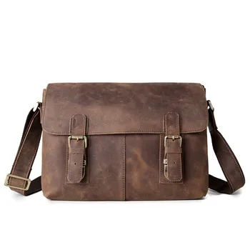 

ALAVCHNV original men's top layer crazy horse leather retro large capacity shoulder messenger bag 2761