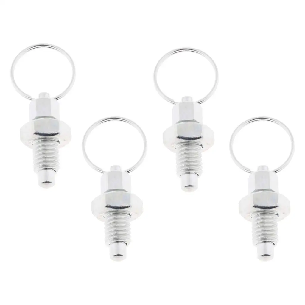 4Pcs Stainless Steel Non Lock-Out Indexing Plunger With Pull Ring M8