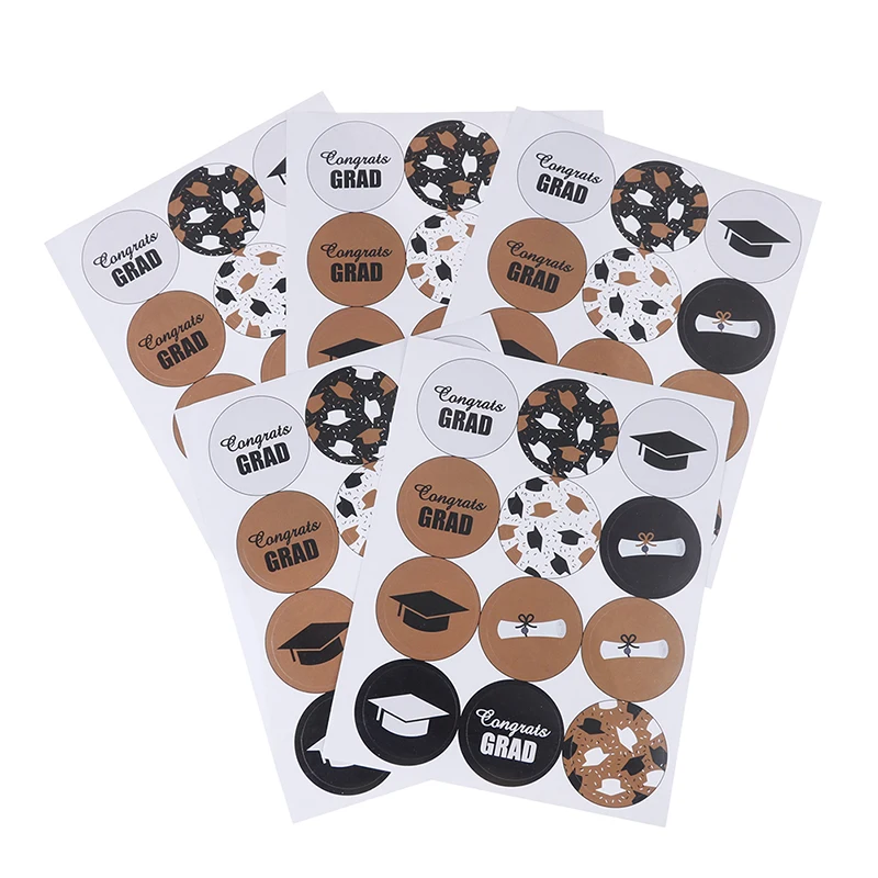 60pc/5sheets 2019 Congratulate Grad party Label Sticker Graduation Doctor Hat Mineral Water Bottle Label Graduation Party Decor