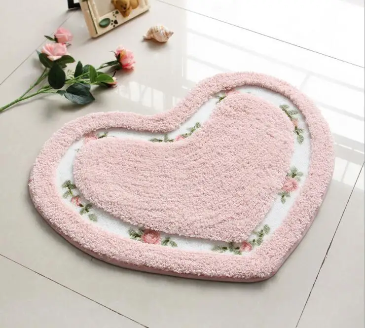 

Heart Shape Carpet Living Dining Bedroom Area Rugs Slip Resistant Suede Floor Mats Washable Bathroom Carpet Multicolor Yoga Mat