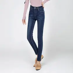 2018 супер теплый толстый стрейч джинсы брюки для Для женщин зимние мягкие флисовые джинсовые брюки женские джинсы тонкие леггинсы плюс