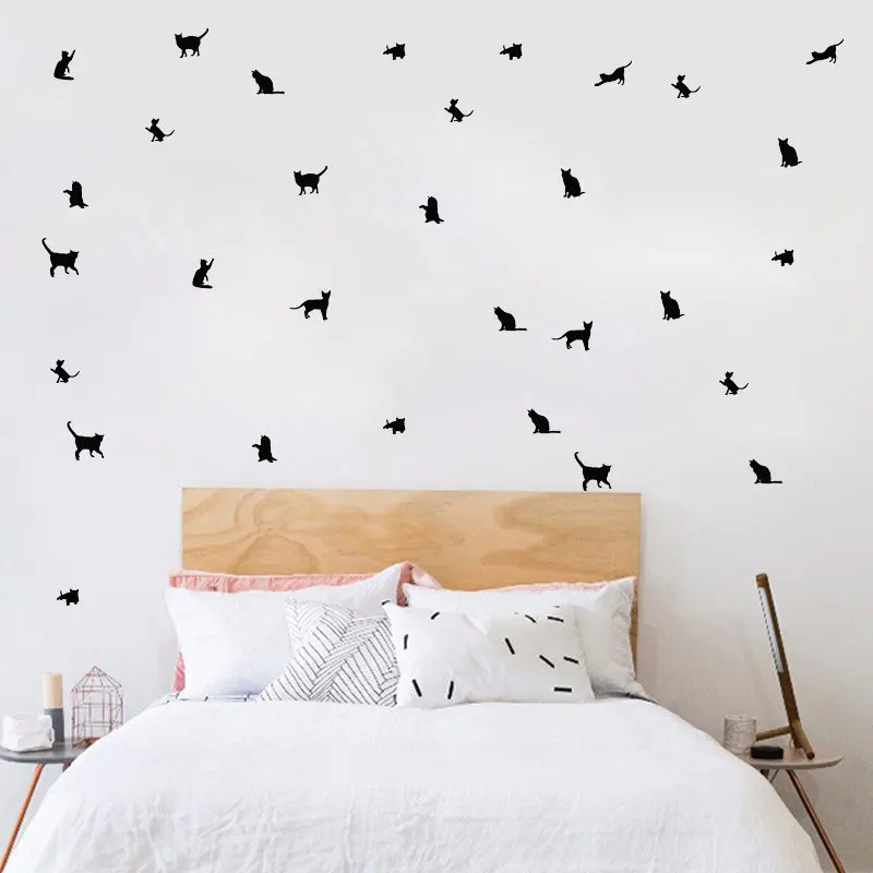 Nordic Creative Black Cat Wall Stickers For Kids Rooms Mini style Cat