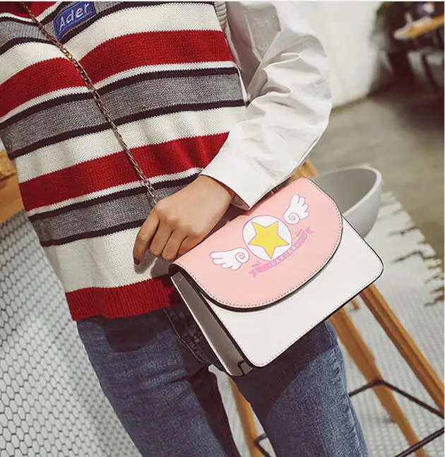 Карта аниме Captor Сакура КИНОМОТО Лолита сумка на плечо из искусственной кожи с цепочкой Женская милая Наплечная сумочка