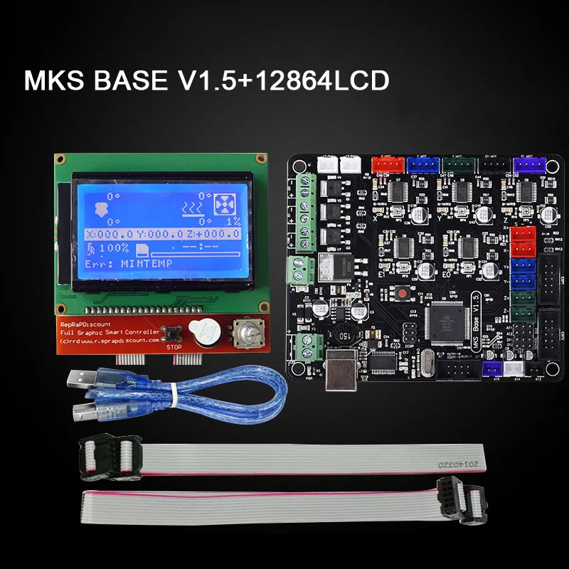 

3D Printer Part MKS BASE V1.5 Motherboard+12864 LCD Display Screen Control Board Kit for Ramps1.4 SL@88