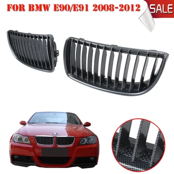 

Carbon Black Front Grille Kidney Grill For BMW E90 E91 325i 328i 330i 335i Sedan Touring 2005 2006 2007 2008 .# CASE