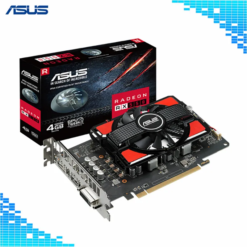 

Asus Radeon RX550-4G game Graphics 1183MHz 128Bit GDDR5 PCI Express 3.0 16X HDMI DVI DP 7000MHz AMD Graphics Cards