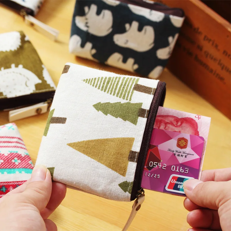 

Pastoral Wind Cute Mini Keychain Card Holder Zipper Keys Wallet Retro Pastoral Girls Style Coin Purse Women Earphone Bag