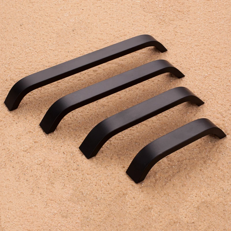 

96mm/128mm/160mm/192mm Aluminium Alloy Black White Door Handles Kitchen Cabinet Cupboard Wardrobe Drawer Pull Knobs Accessories