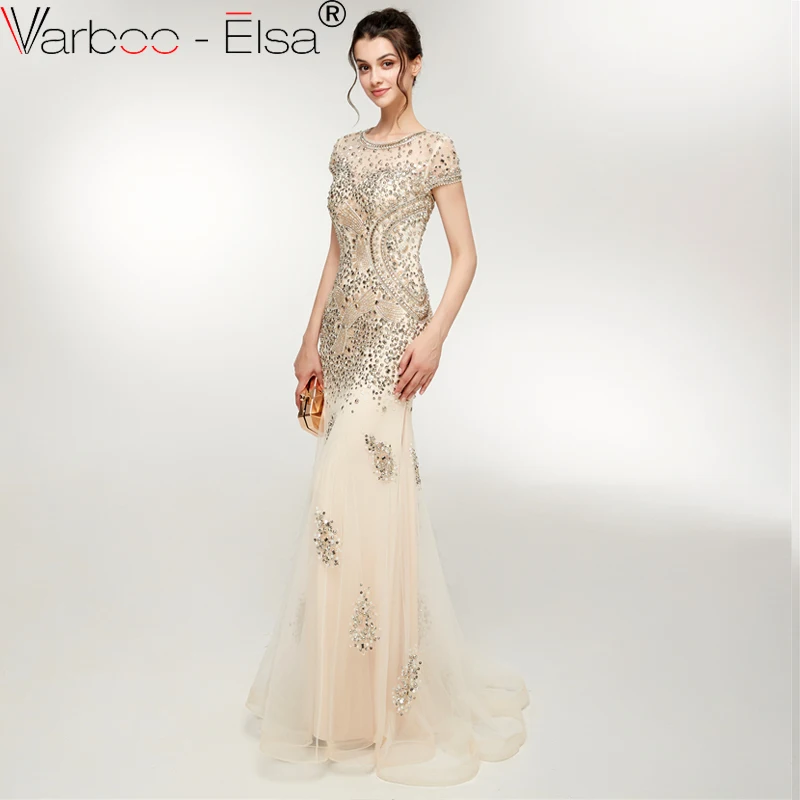VARBOO_ELSA 2018 роскошное вечернее платье цвета шампанского с русалочкой сексуальное