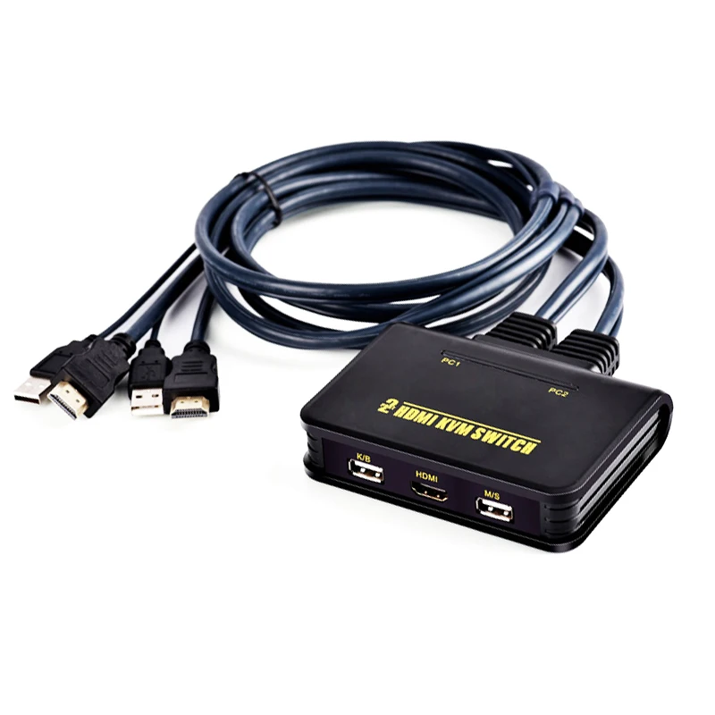 2 Порты и разъёмы USB HDMI KVM переключатель селектора USB2.0 HDMI 1080 P с мышью клавиатура sup Порты и разъёмы ed 2 в 1 из Switcher Переключение клавиш