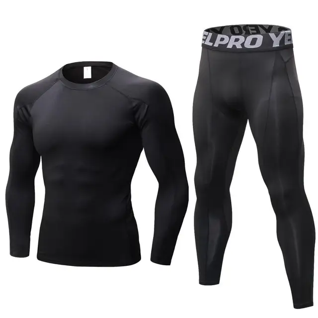 IEMUH Outdoor Sport Thermal Underwear Sets Men Quick Dry Anti microbial