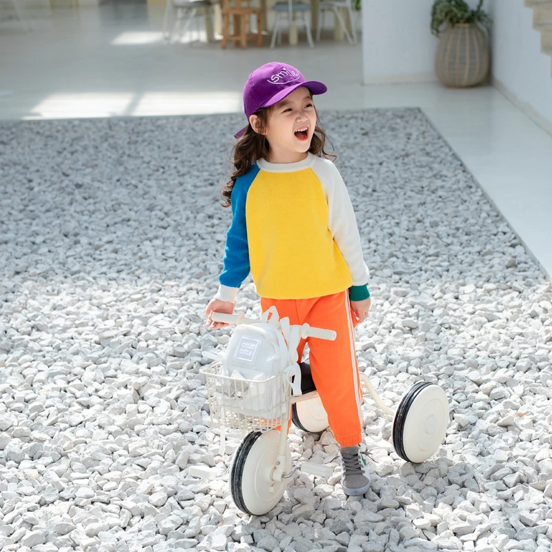B&N New Baby Children Clothing Girls Patchwork Candy Color Knitted Sweater Kids Autumn Winter Cotton Outer Wear Girl Pullover12
