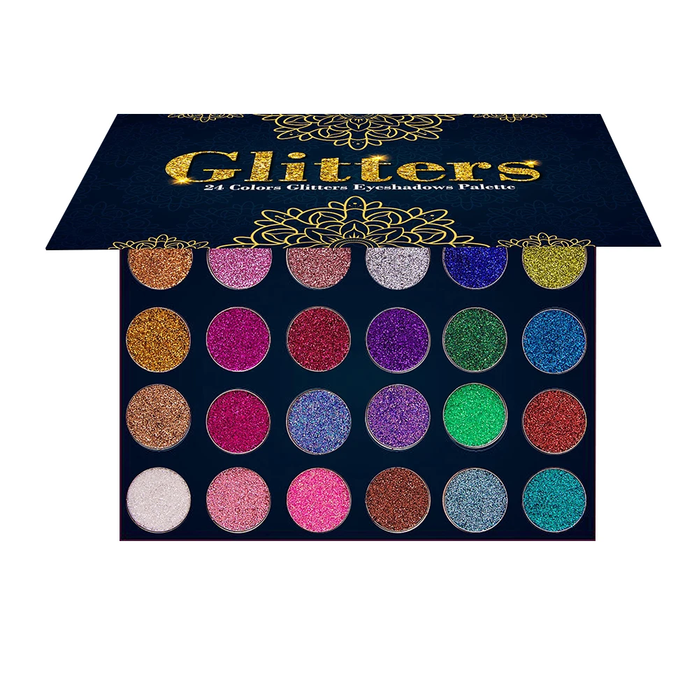 

AURELIFE 24 Colors Diamond Glitter Pressed Glitter Eyeshadow Palette Highly Pigmented Glitter Foiled Eye Shadow Palette