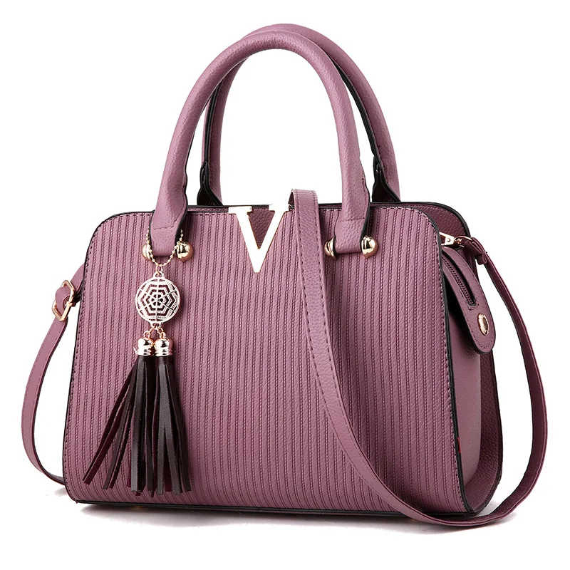 

Women Fashion Satchels Pu Embossing Big Handbags for Middle Aged Female Office Lady Purple/Khaki/Grey Big Size Shoulder Bag