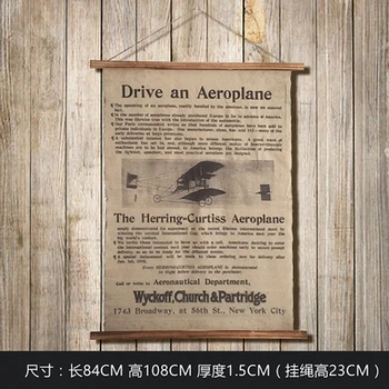 

Large Retro Drive an Aeroplan Linen Cloth Painting Scrolls Poster Mural Paintings Banners Hanging Art Office Loft Ornament Wall