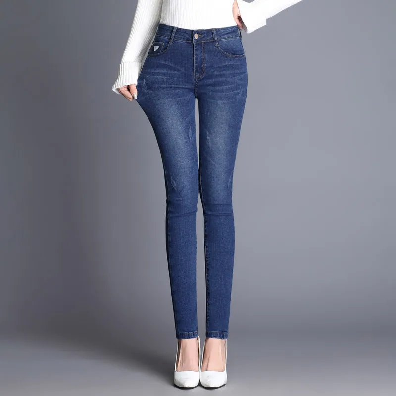 GEJIAN Woman Plus Size Stretch Jeans Female Washed Denim Skinny Pencil Pants Women Mom Jeans High Waist Jeans skinny jeans woman