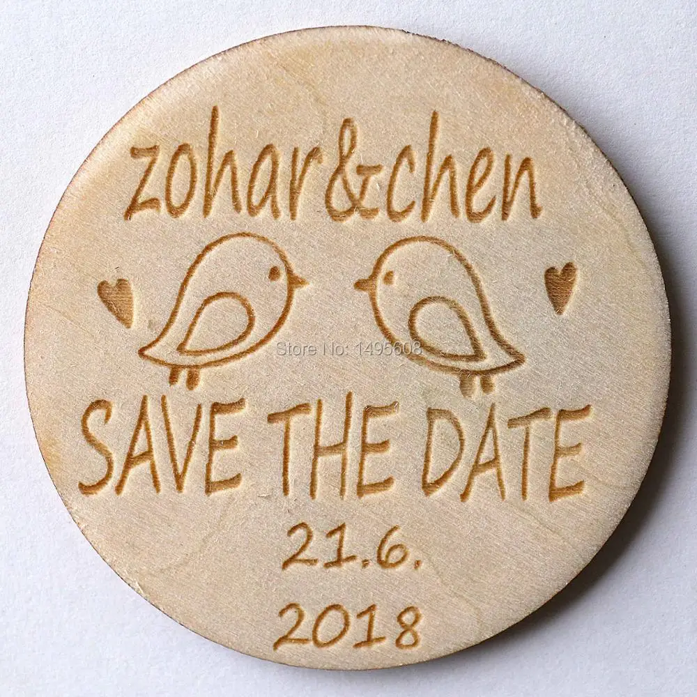 Personalized Wooden Save the Date Magnets Rustic Wooden Magnets Wedding Favors with Birds Fridge Ma - 32825724877