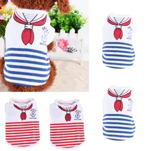 Футболка из хлопка в темно-синюю полоску для домашних животных, футболка для щенков, жилетки, хлопковые костюмы в клетку для кошек, летняя одежда для собак, куртка, пальто, рубашка для собак