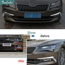 Tonlinker чехол наклейка s для SKODA SUPERB-17 автомобильный Стайлинг 2 шт. АБС ХРОМ передний противотуманный светильник Внешний чехол наклейка