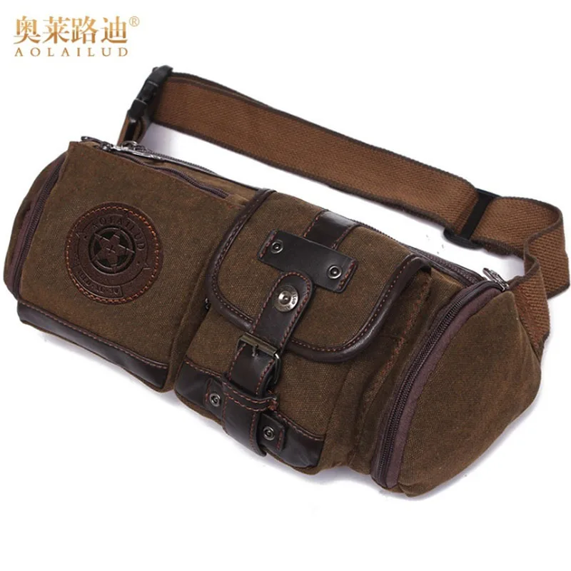 Buy New Men Canvas Casual Travel Riding Motorcycle Hip Bum Belt Pack Waist Bag