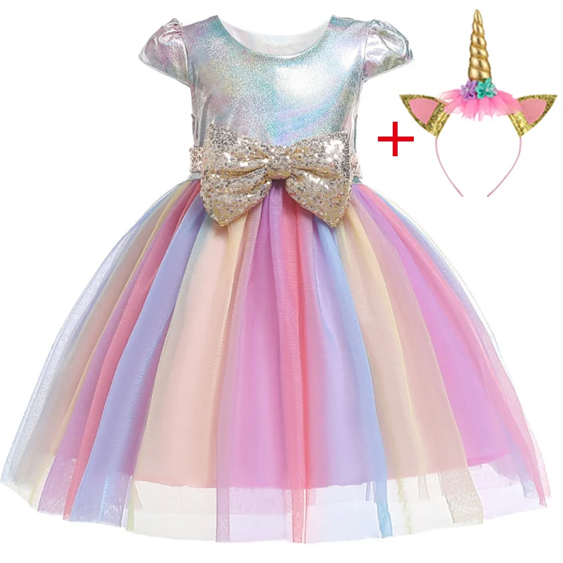 

unicorn Baby girls dress 2-10 year birthday dress rainbow sequin baptism christening party wedding dress for infant girl clothes