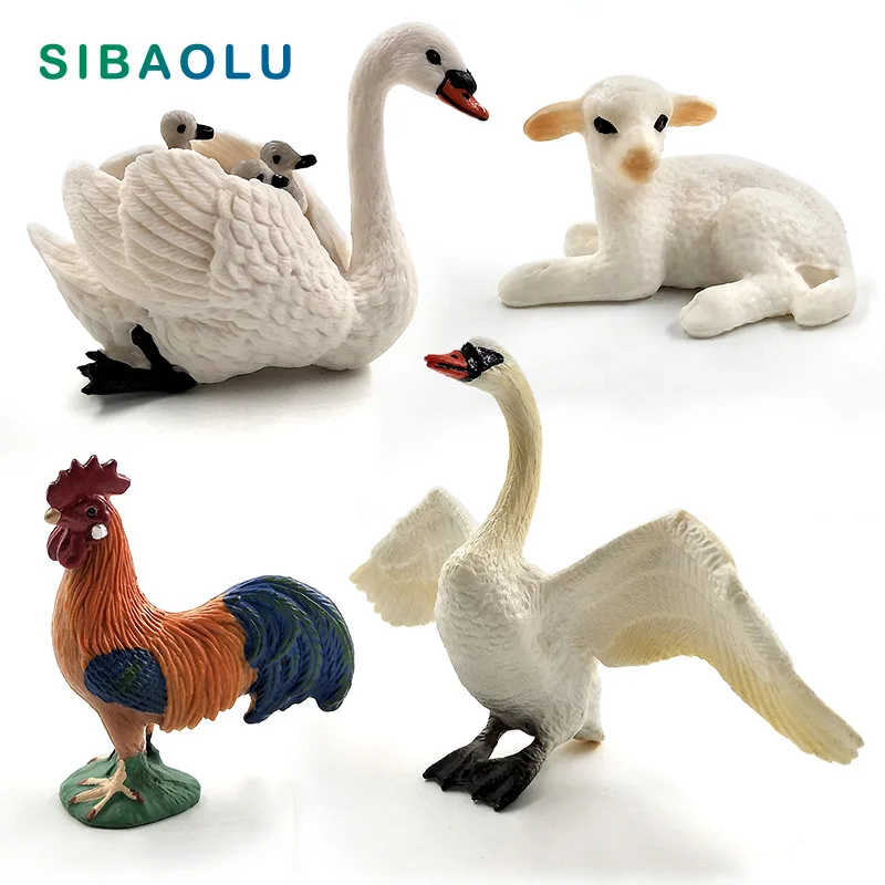 

Little Lamb Swan Cock Hen Animal model Rooster Chicken sheep figurine home decor miniature fairy garden decoration accessories