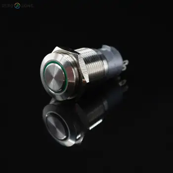 

250v 3a 16mm amplifier Flat Metal Phi Self-locking Button Switch With 12v green Lights