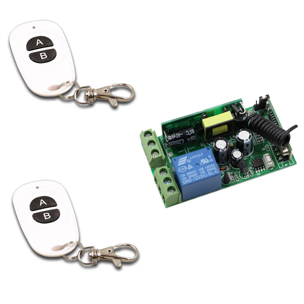 

85V 110V 120V 220V 250V 1CH 10A Remote Control Switch Relay Output Radio Receiver Module and Transmitter Garage Door Lamp Light