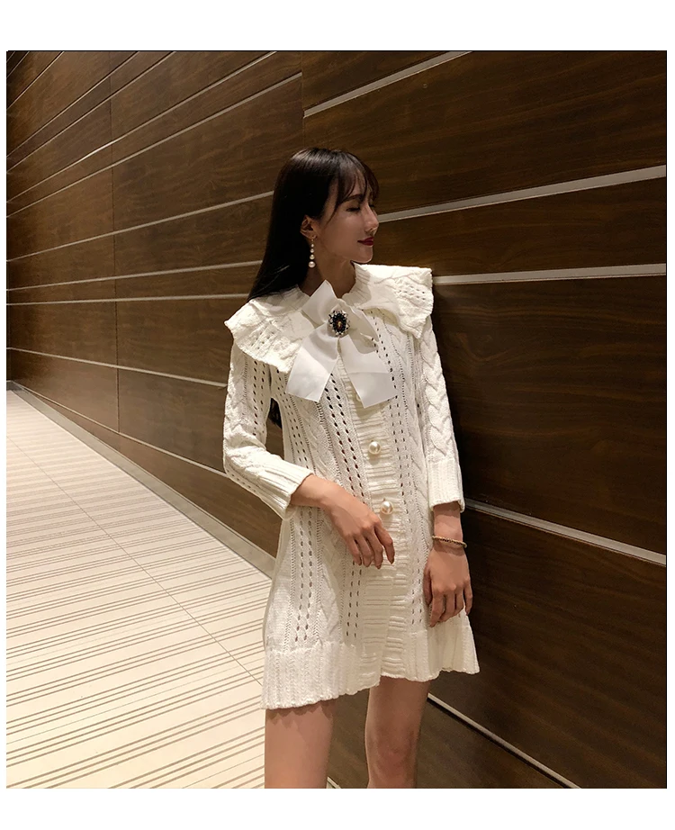 SHENGPALAE новая весенняя белая одежда с отложным воротником и длинным рукавом, открытое корейское модное женское платье FL6740