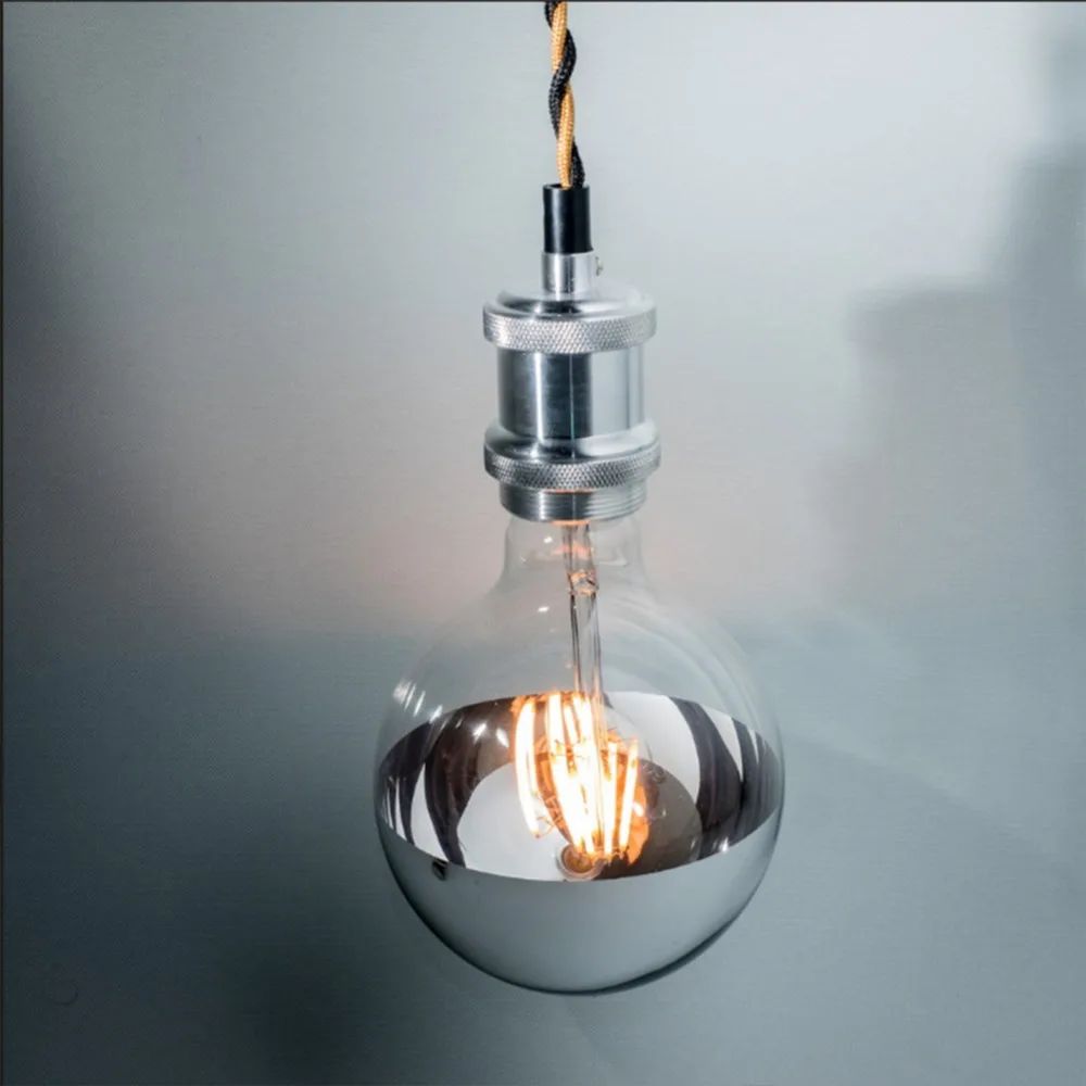 에디슨 G95 글로브 LED 전구, 밝기 조절 가능 LED 필라멘트 전구, 베이스 탑 실버 미러 램프, 드립 천장 조명, 6W, 2700K, E26, E27