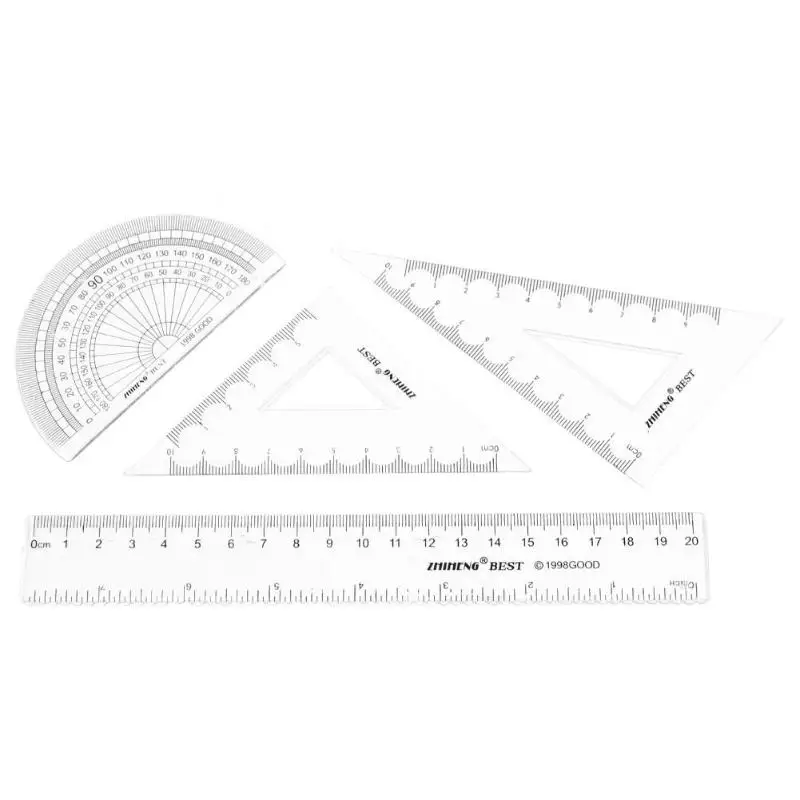 4 шт./компл. акрил Пластик записки правители поставки тригонометрические/нерегулярные тригонометрические/транспортир студенческие дети
