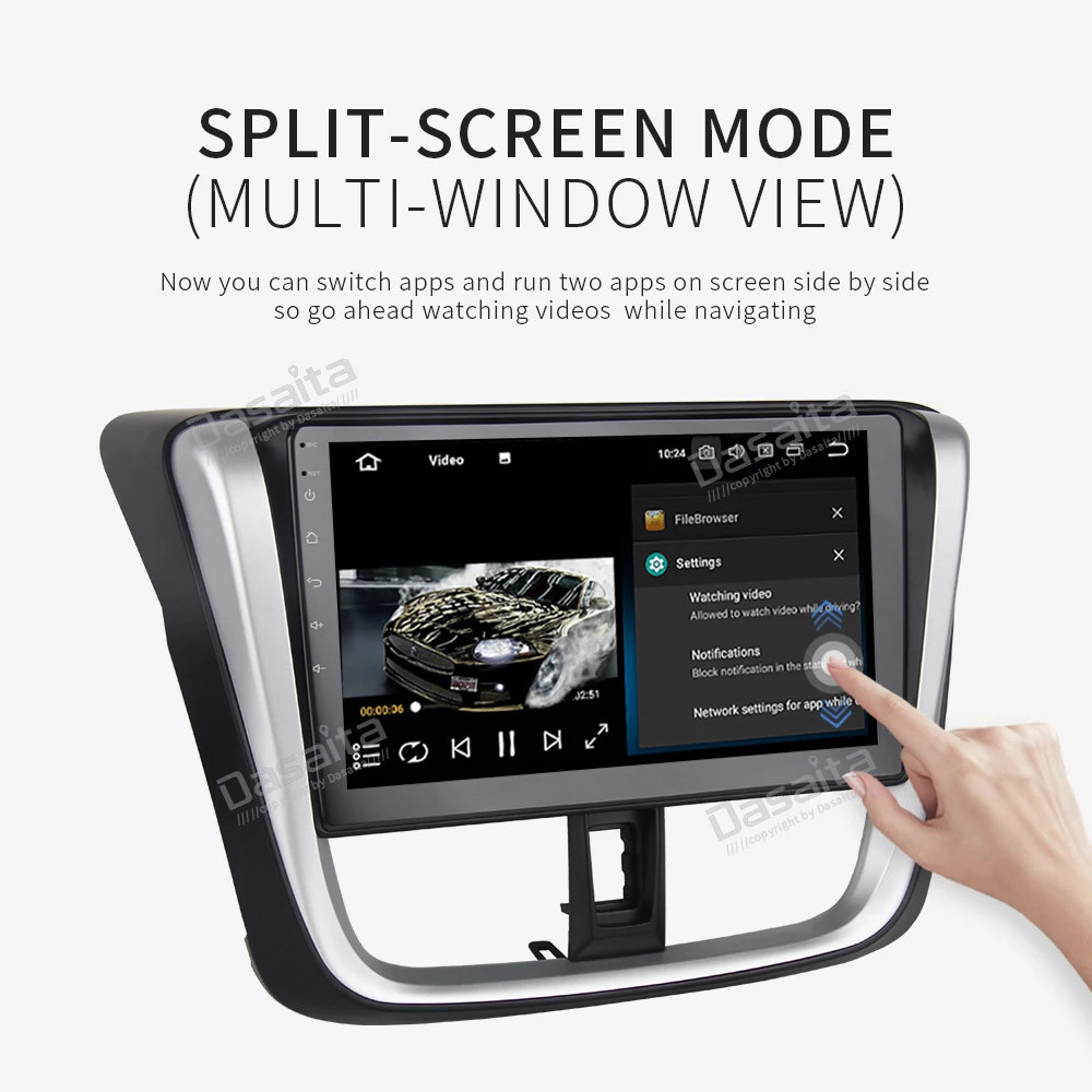 Top Dasaita Android 9.0 Car Mutimedia for Toyota Vios Yaris Radio 2017 10.2" IPS Touch Screen Octa Core 32G ROM 1024*600 MP3 RDS 3