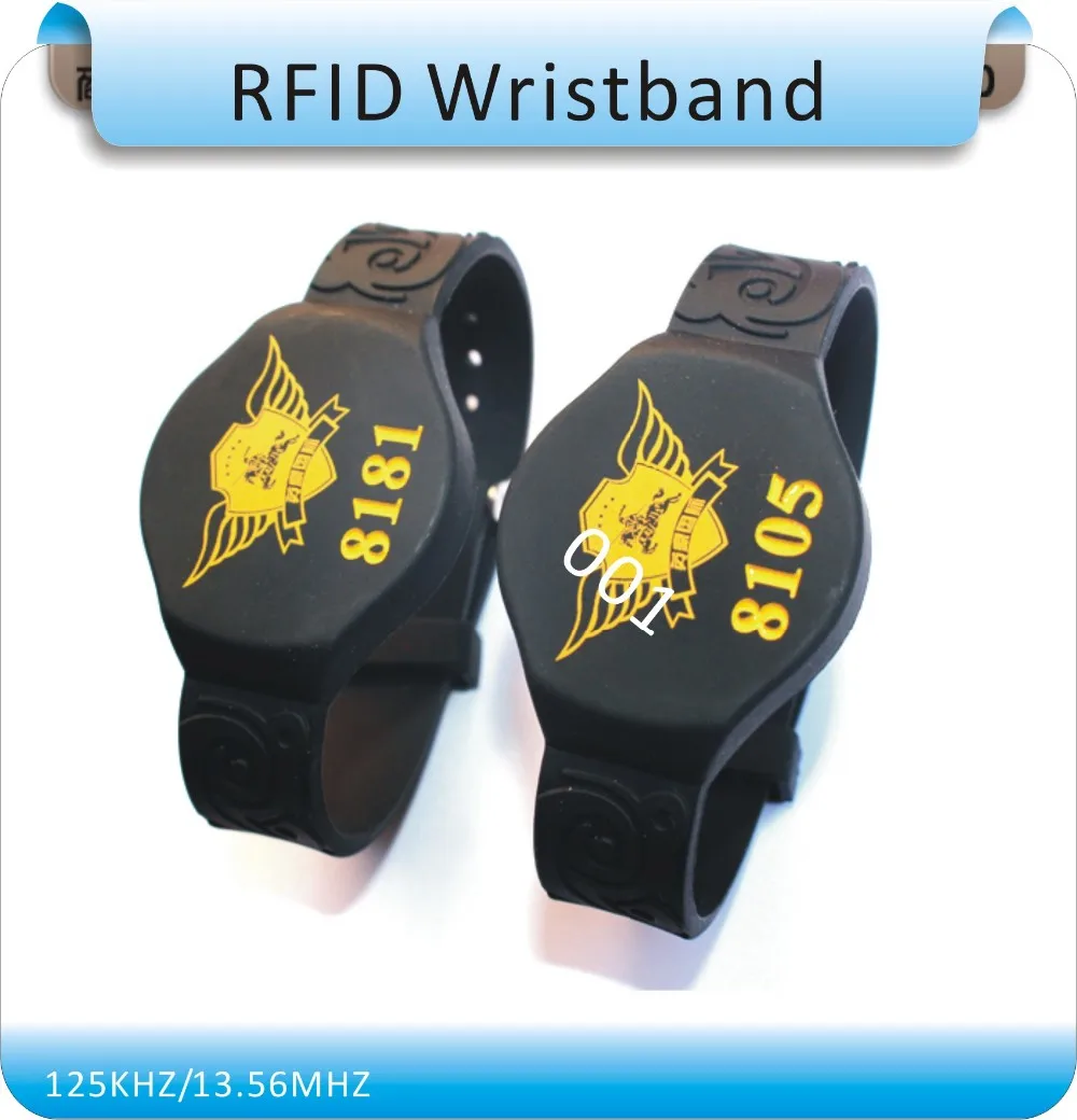 50 шт. 5 # IP68 водонепроницаемый силиконовый 125 кГц TK4100 rfid-браслетов/RFID метки браслет + 1 шт. 125 КГЦ rfid-считыватель