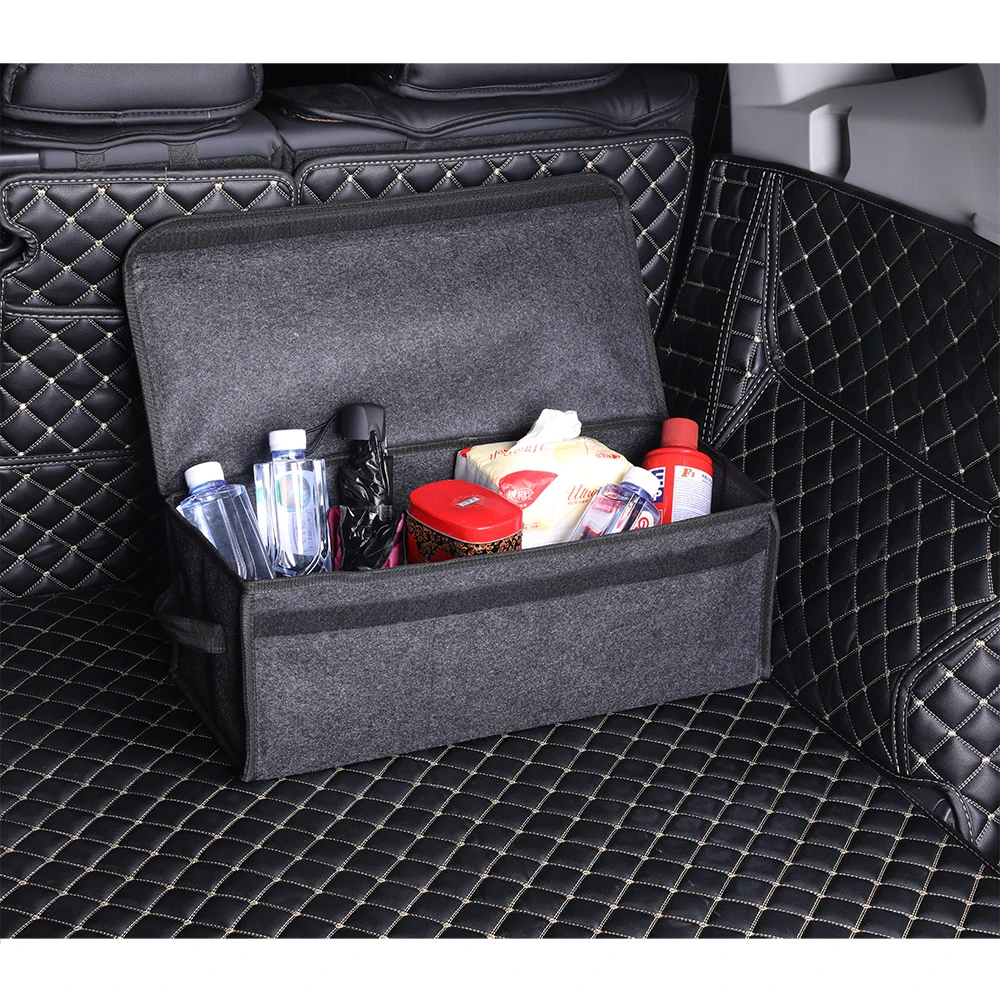 Buendeer Серый автомобильный органайзер для багажника Мягкий войлок Автомобильный задний багажник сумка для хранения складной держатель для сумок посылка коробка для хранения багажника