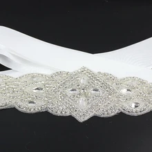 ShiDianYi серебряные стразы аппликация пояс невесты кристалл жемчуг ленты Свадьба для свадебная одежда подружки невесты платья 10PCS-RA219-Y515