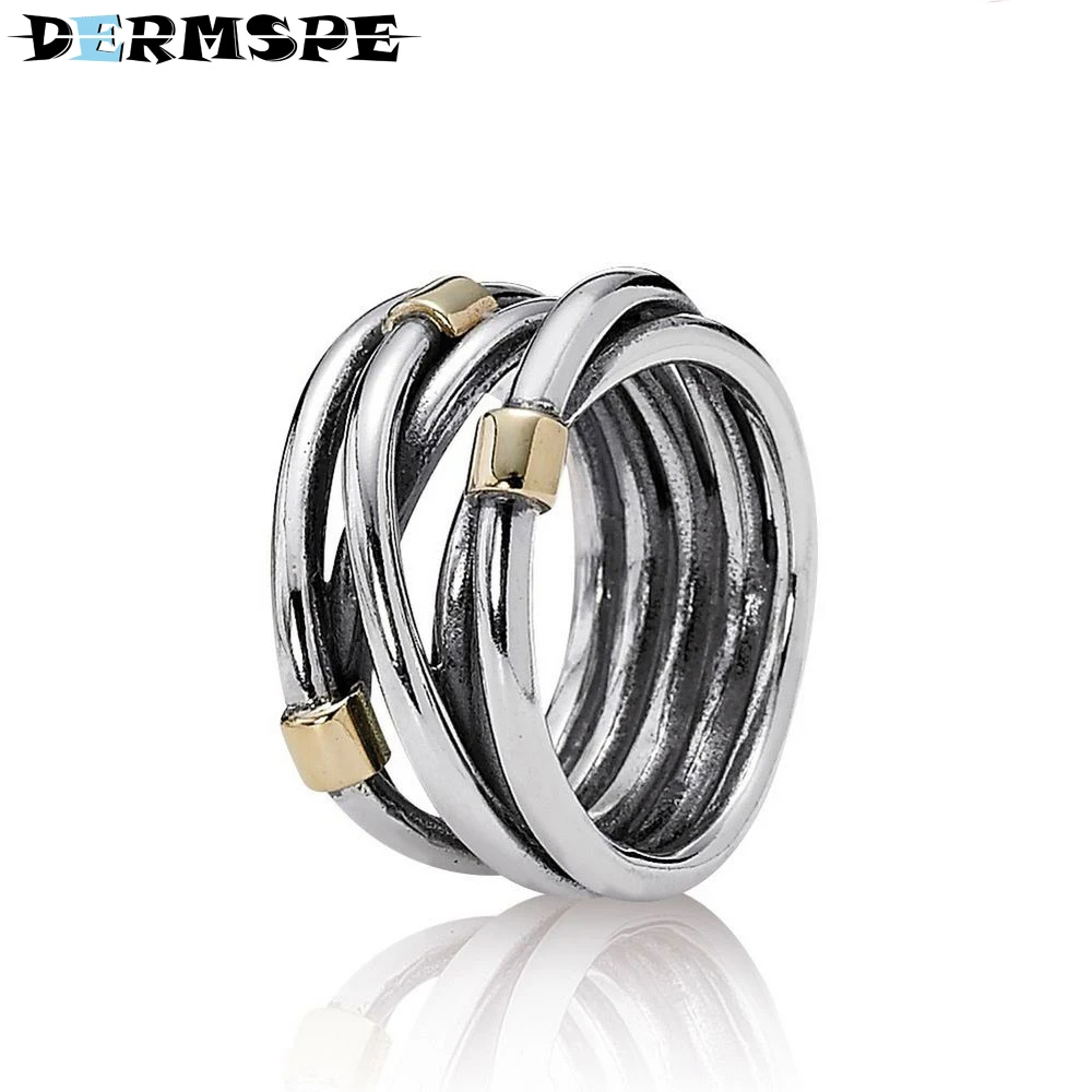

DERMSPE 925 Sterling Silver SALE - Silver Rope Bands Charms Rings Fit DIY Original Birthday Gift For Woman 190383 Jewelry