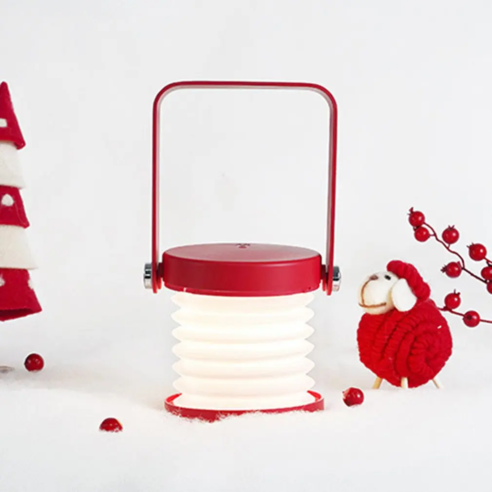 

Wooden handle portable lantern light retractable folding led desk lamp charging usb night light reading lamp