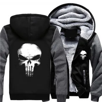

Movie Hoodies Punisher hoodies men/women Printed Sweatshirts Warm Men Jackets Casual Zipper Hoodies Winter Thicken Fleece Coats