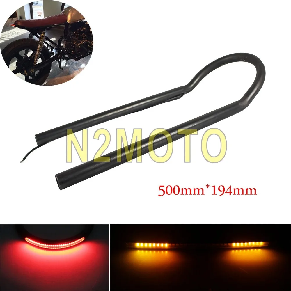 

500mm Cafe Racer Seat Hoop 7/8" Tube Upswept Frame Loop LED Tail Brake Light for Harley Chopper Scrambler Bobber