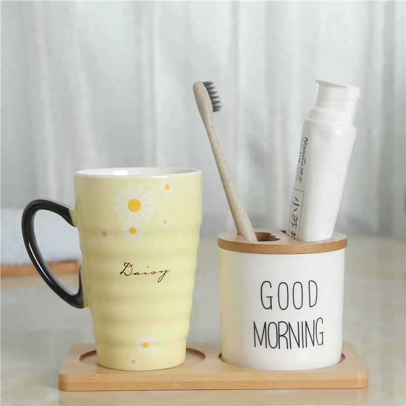 Для ванной Tumblers зубная щетка чашка мыть подвязка костюм чашка подставка для зубной пасты коробка Роскошная печать керамический материал мыть чашка 15 - Цвет: color19