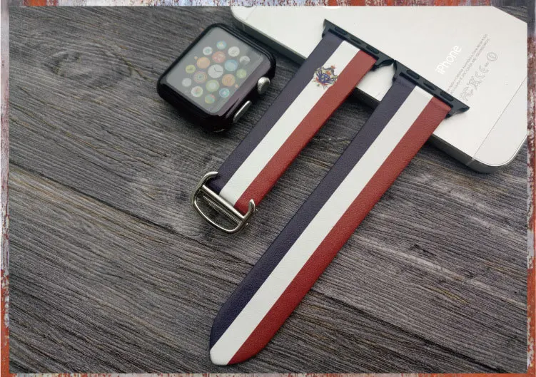 For Apple Watch Series 1 2 3 Watch Strap Genuine Leather Flag Style Watch Band Watchbands For Apple iWatch 38mm 42mm Bracelet