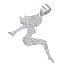 Ouro Cor Prata Zircão Cristal Sereia Strass Moda Colares Para As Mulheres Declaração Jóias Acessórios Encantos(China)