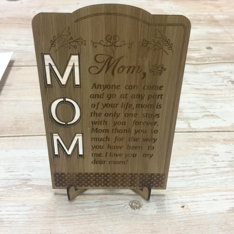  laser cut engraved mother day greeting card bamboo wood greeting card mothers day gift (2)