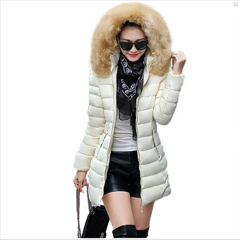 

2017 New Women Clothes,Women Winter Coat Fashion raccoon Fur Collar Warm Coats Woman Long Outerwear Thicken Parkas Down Jacket