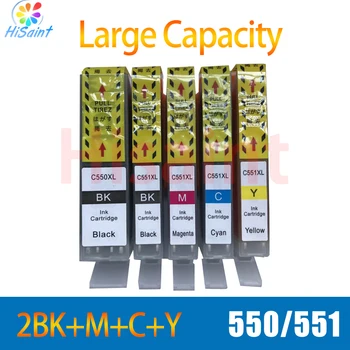 

hisaint New For Canon PGI-550 CLI-551 PGI550 CLI551 Ink Cartridges PGI 550 CLI 551 for Canon IP7250 MG5450 MG6350 Printer Free