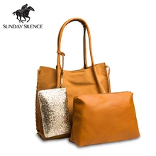 3Pcs/Set Fashion shoulder bags Women Handbag Female Purse Solid Shoulder Bags Office Lady Casual Tote 2016 New Top-Handle Bag