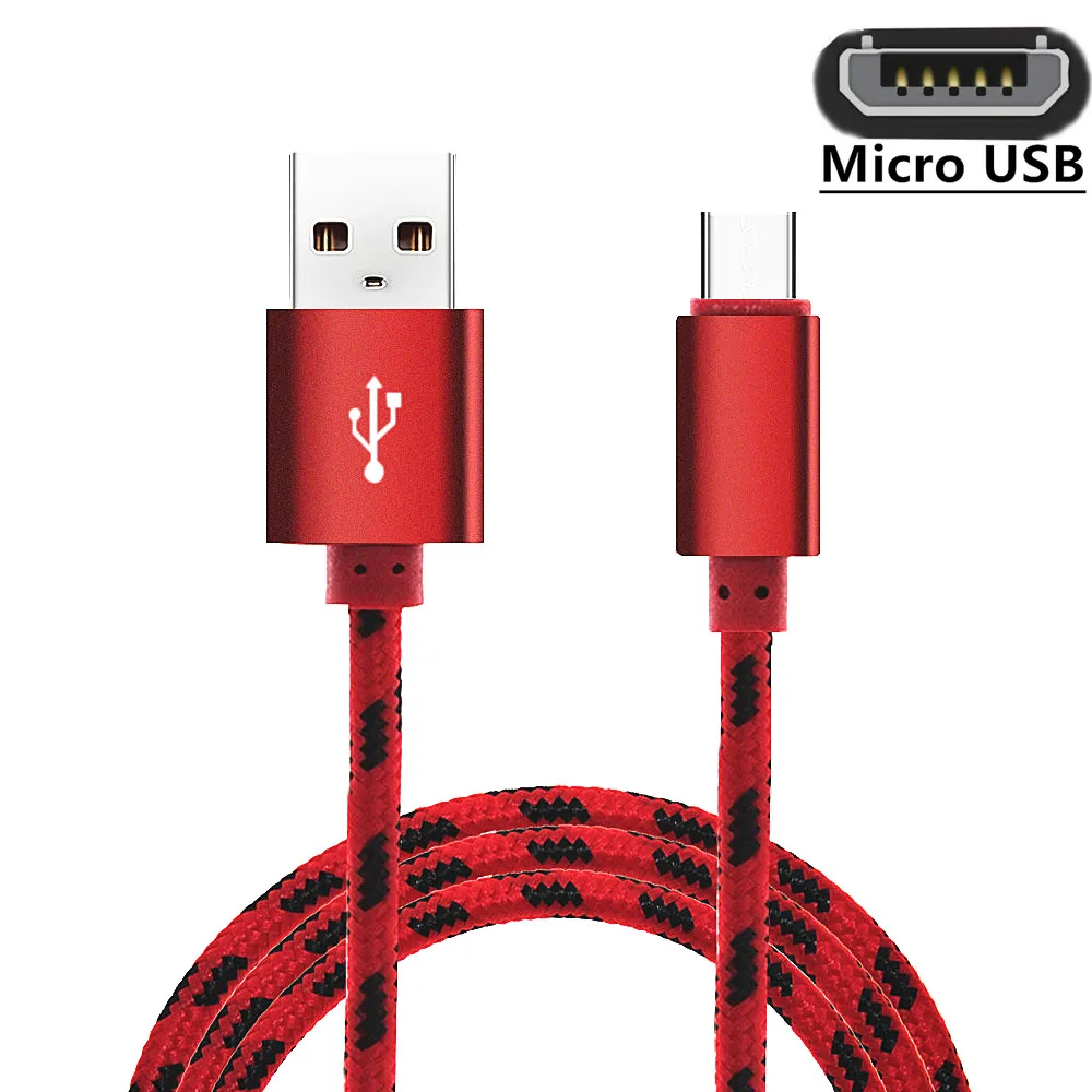 2 м 3 м Micro USB кабель для зарядки Microusb длинный кабель для зарядного устройства Android шнур для Samsung Galaxy J3, J5, J7 года S7 Edge lenovo zte - Цвет: Красный