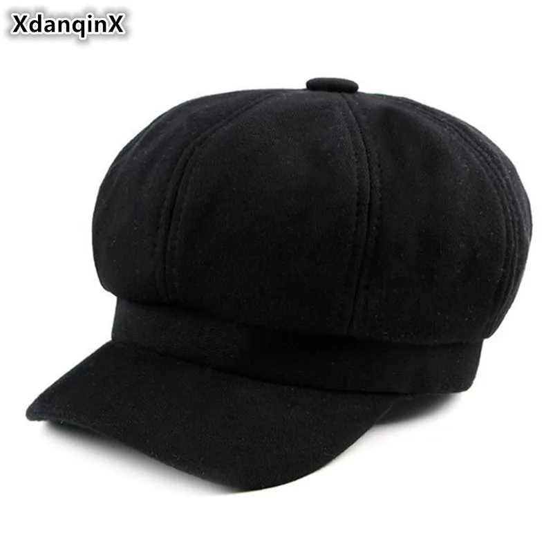 XdanqinX Кепка Snapback Осенняя Новая женская шапка теплая хлопковая кепка газетчика Британская мода вязаная Ретро спортивная шапка для женщин