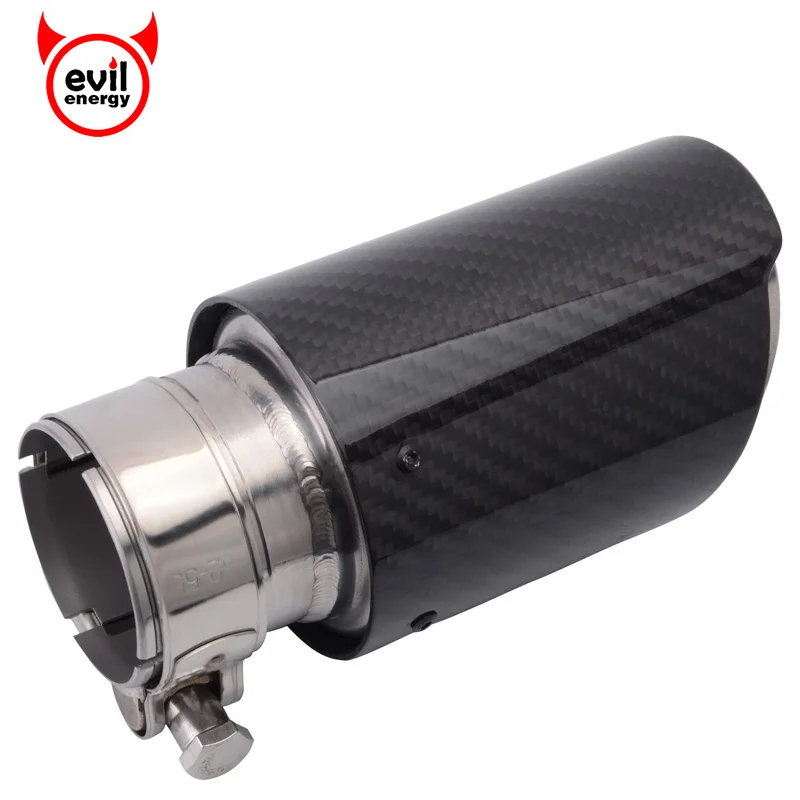 evil energy Universal Car Carbon Fiber Exhaust Tip 51mm 2" Inlet 76mm 3